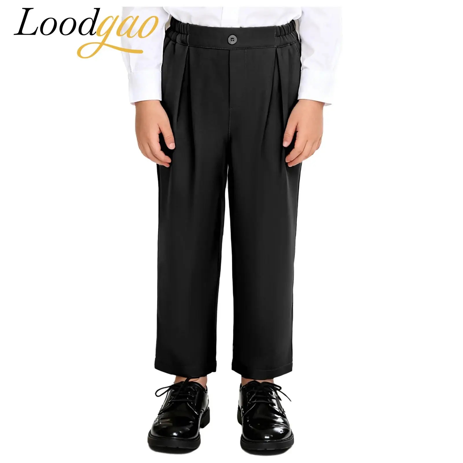 

Детский школьный костюм для выступлений: брюки-джентльмен для мальчиков, длинные брюки, однотонная формальная одежда для детей