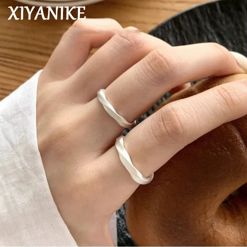XIYANIKE Minimalist Matte Mobius Adjustable Finger Rings For Women Lady Simple Fashion New Jewelry Gift Party Wholesale Anillos