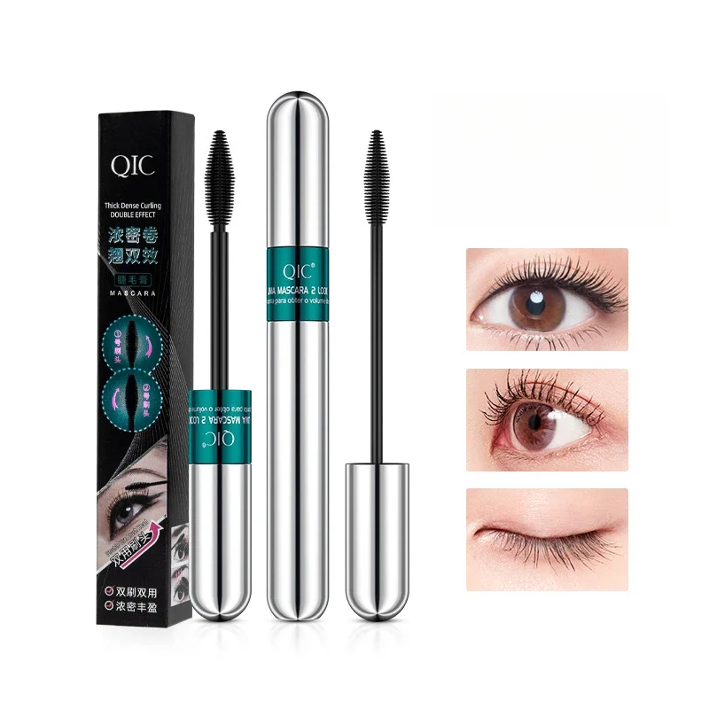 

2 in1 Silk Fiber Matte Mascara Makeup Ultra-Fine Brush Lengthens Eyelashes Waterproof Fast Dry Brown Black Curling Mascara