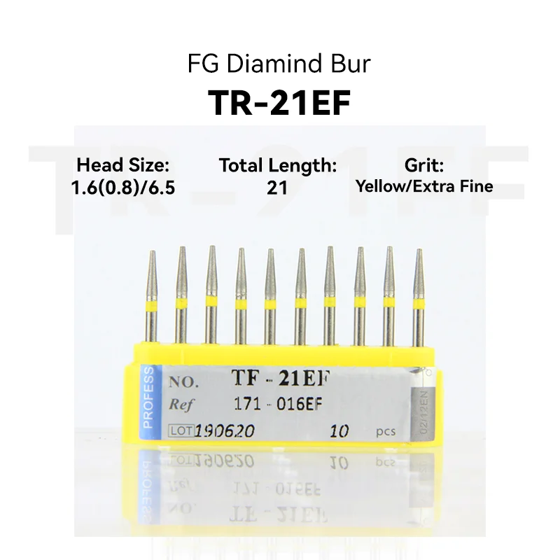 LODDEN 10pcs/box Dental Diamond  Extra Fine Burs Drill  FG for High Speed Rings Medium Intra-oral Shank Burs for Dentistry