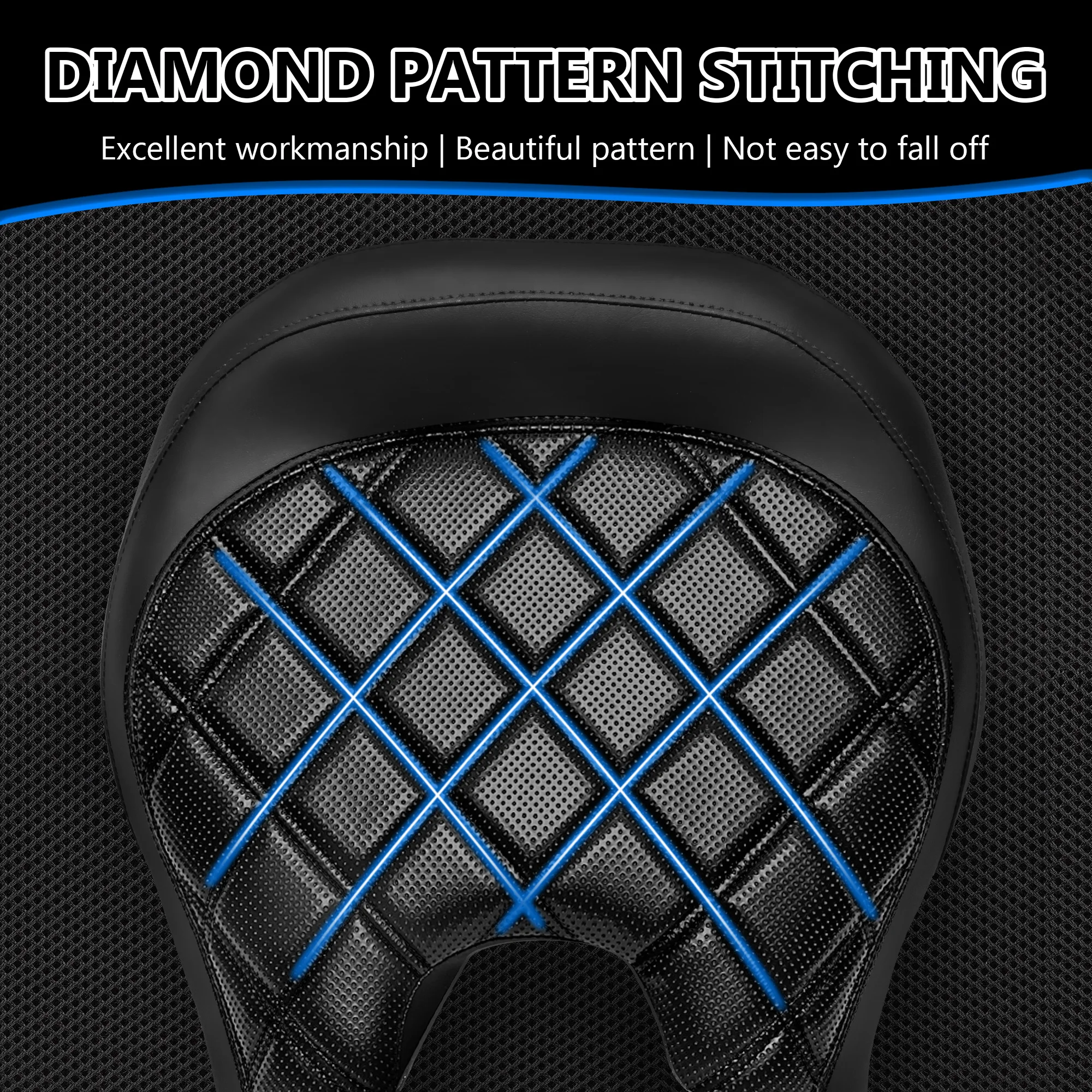 

Black Diamond-Pattern Leather Driver Seat for Can-Am Ryker (2019-2023) – Fits 600/900/Sport/Rally – Transform Your Ryker's Look