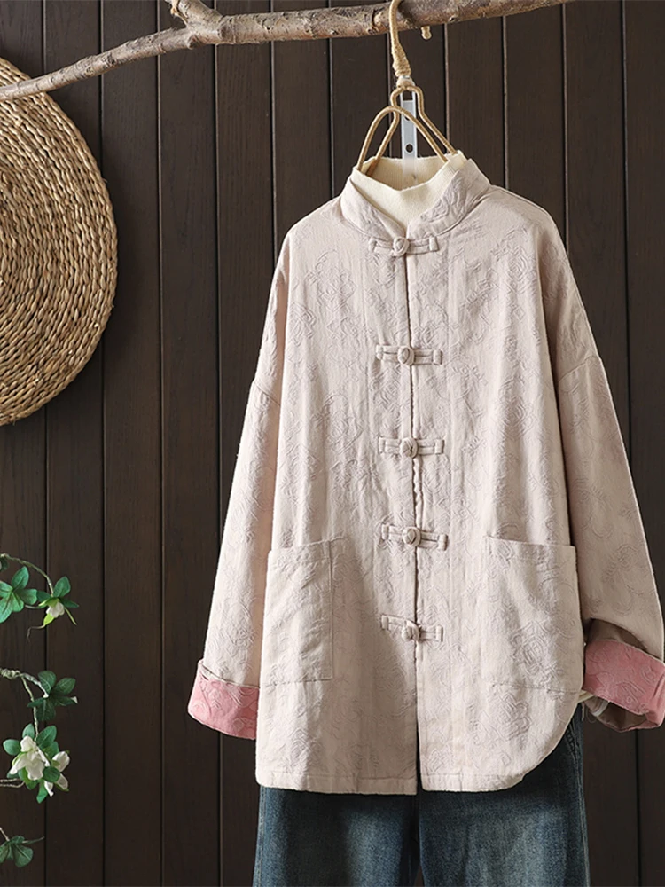 

Китайская хлопково-льняная рубашка-жакет с воротником-стойкой на пуговицах в национальном стиле, ретро, художественная, с воротником-стойкой на пуговицах спереди