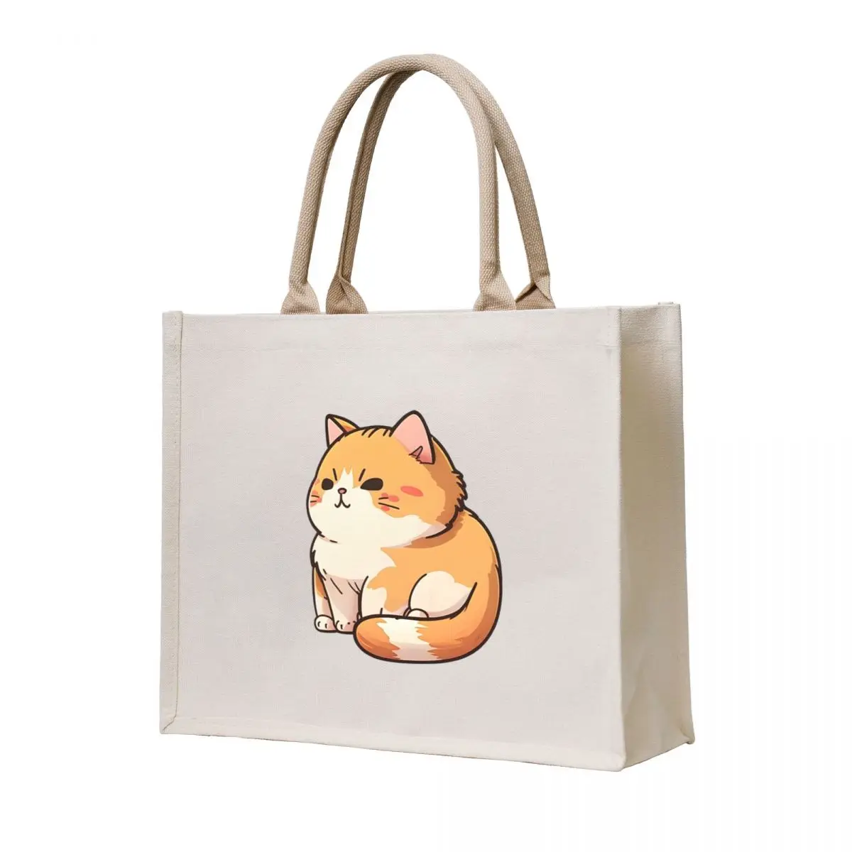 

Cute Orange and White Cat Tote Bag Large bags for women hand bag canvas tote tote bags men