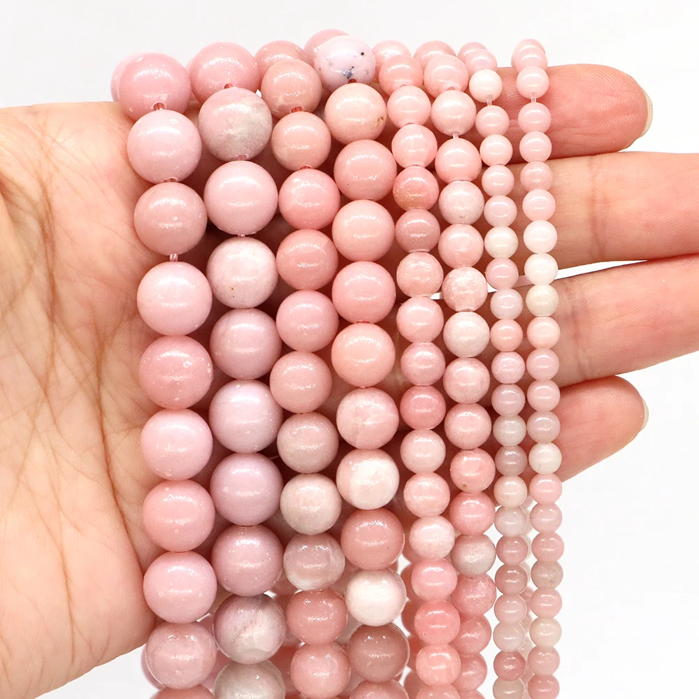 4/6/8/10mm Pink Opal Beads Natural Stones Healing Crystals Loose Spacer Gemstones Bead for Jewelry Making DIY Bracelet Necklaces
