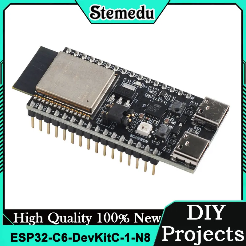 ESP32 C6 DevKitC 1 N8 IoT Board WiFi Bluetooth LE Eight Megabytes Flash USB C RISC V MCU for Smart Home Automation DIY System