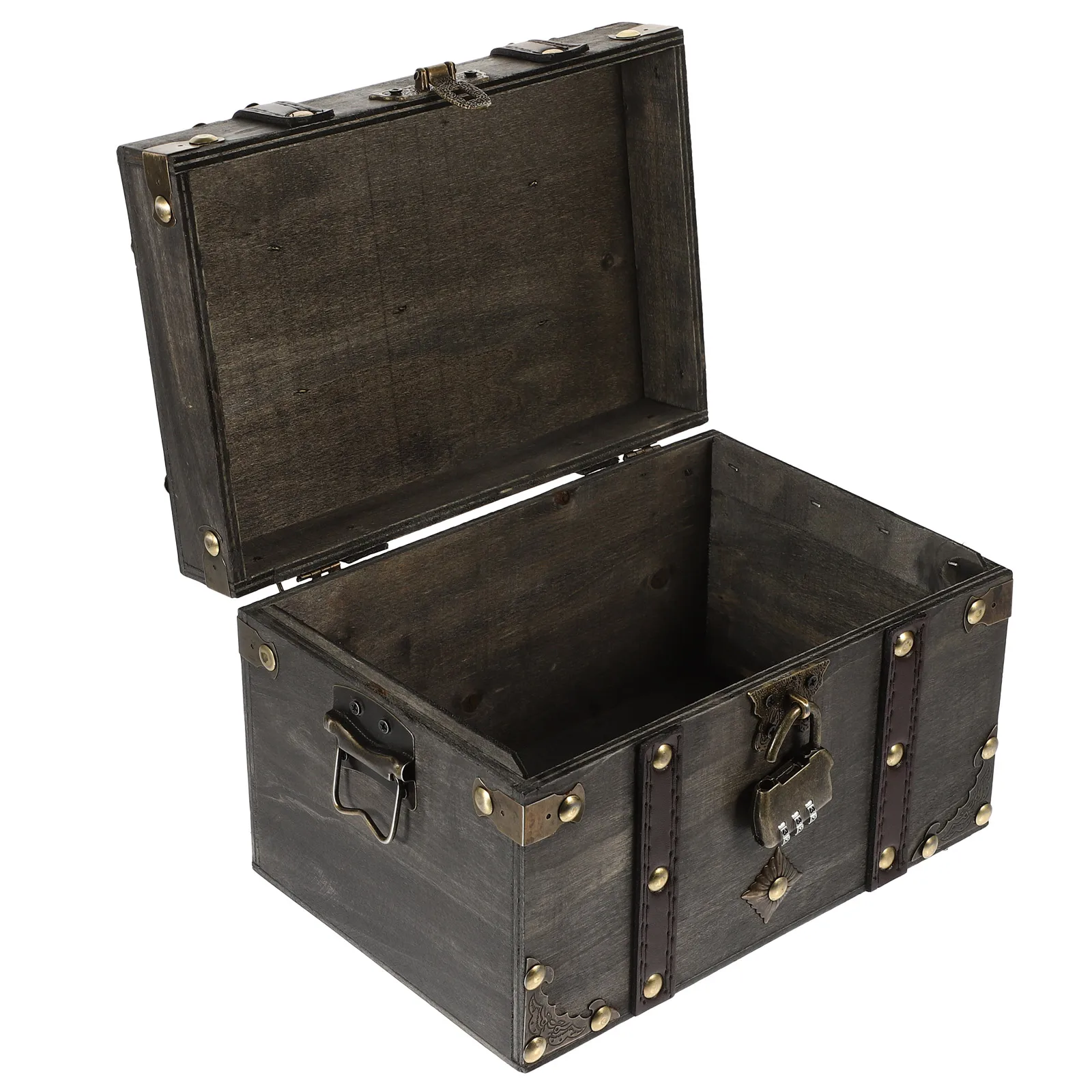 

Keepsake Storage Box with Lock Treasure Chest Wooden Jewelry Case Vintage Child
