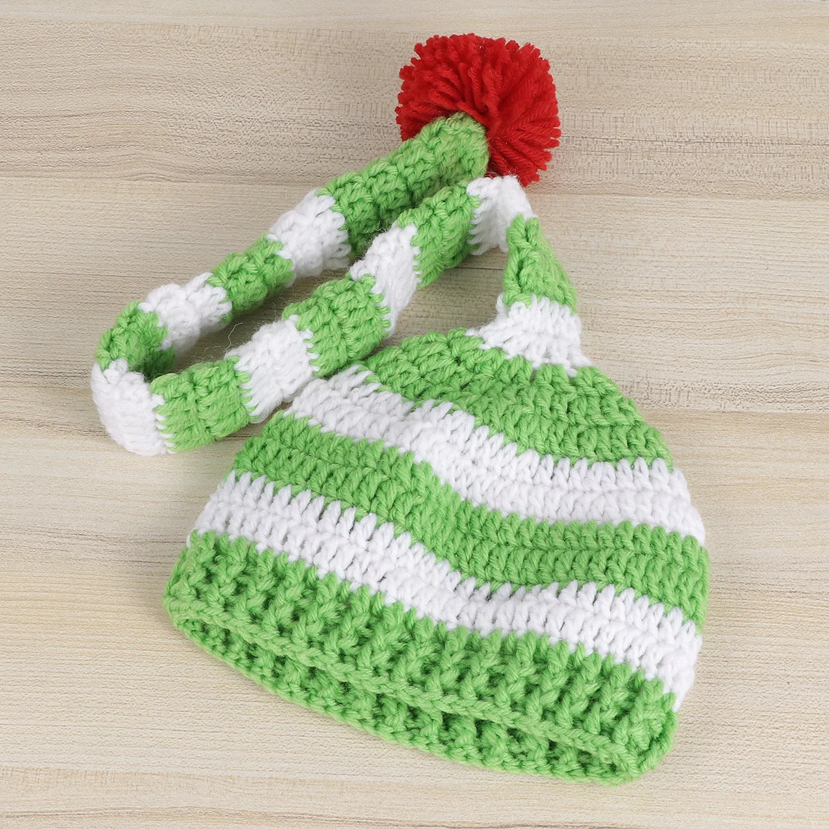 

Рождественская вязаная шапка-бини для детей, теплая шапка с помпоном, длинный хвост Санта-Клауса, детская эластичная шапочка для волос, мягкая и удобная