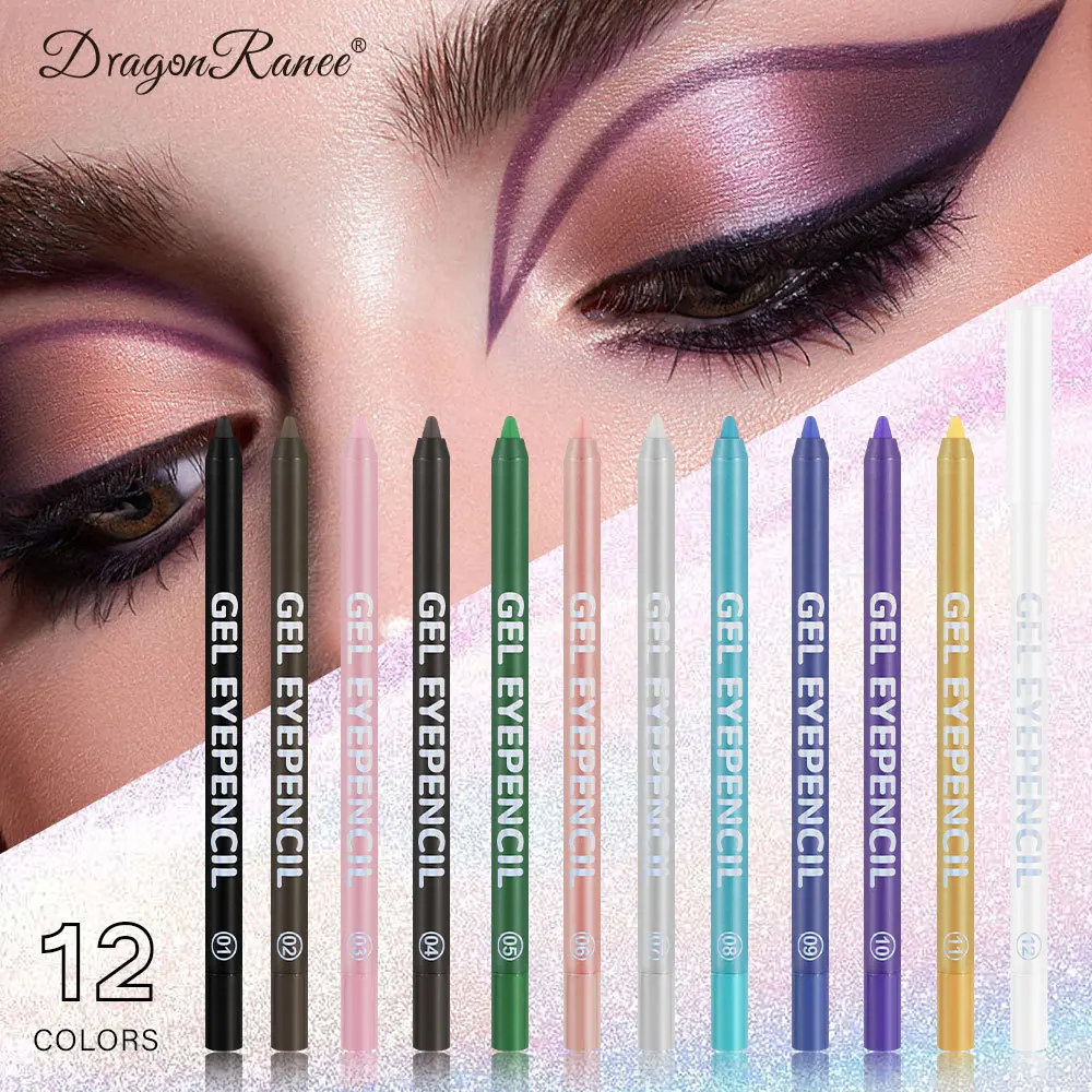 Multifunctionele 10-kleuren eyelinerpotlood Mat Langdurig gekleurd wenkbrauwpotlood Parel Transpiratie Eyeliner Pen Dames Cosmetisch