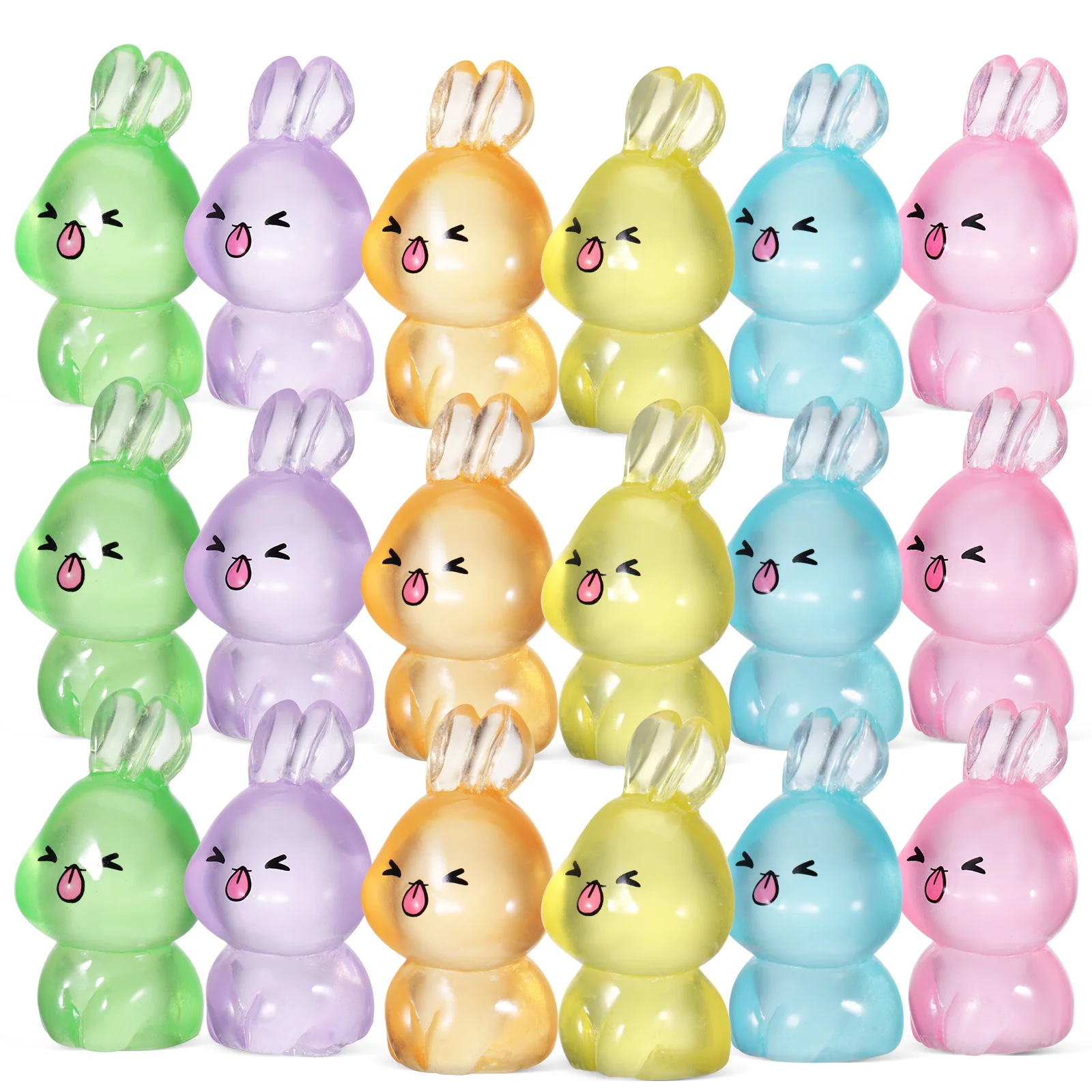 

84 Pcs Mini Resin Rabbit Figurines Glow in Dark Adorable Design Lightweight Material Multiple Colors Bedroom Study Home Decor