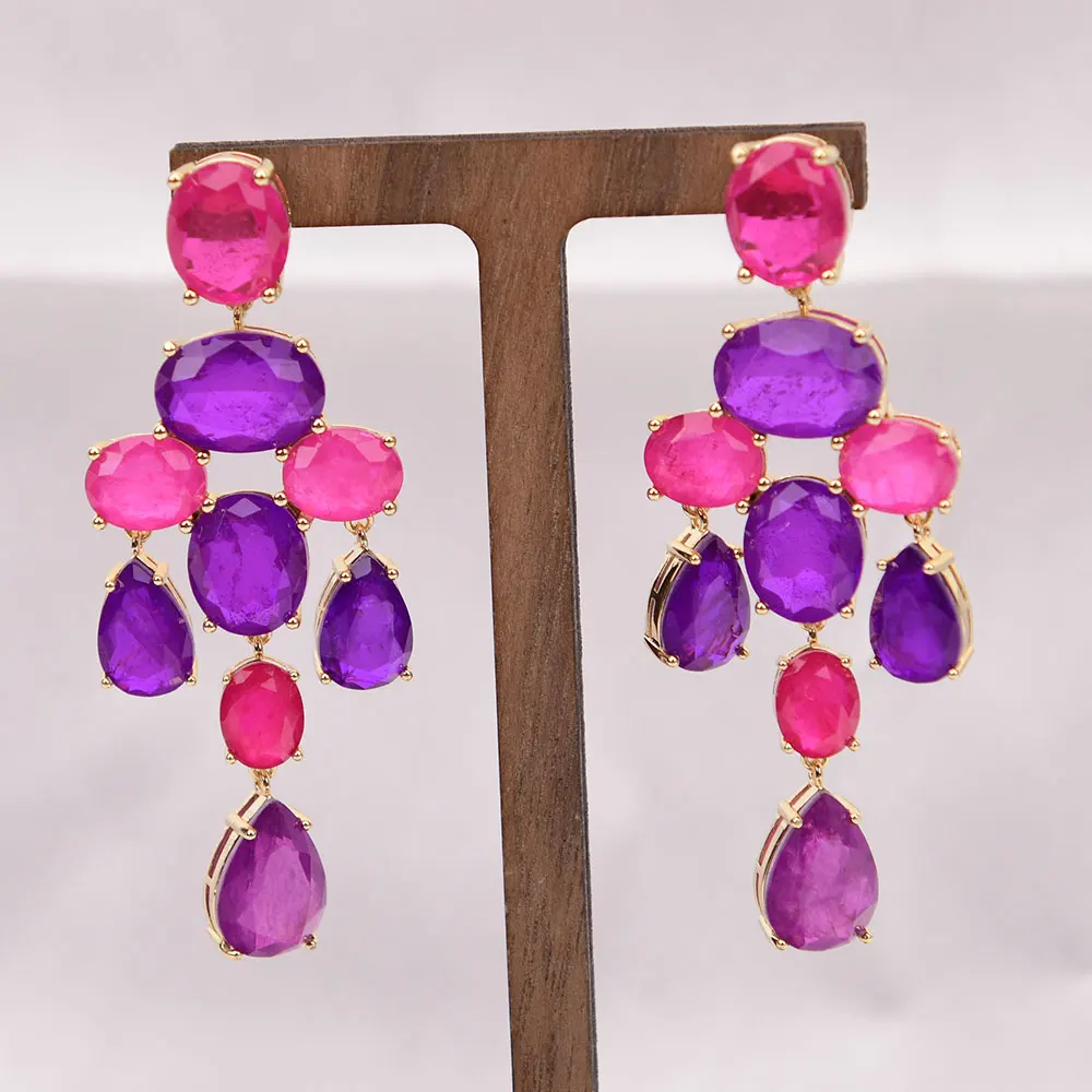 

APDGG натуральный красный фиолетовый кварц висячие серьги вечерние украшения