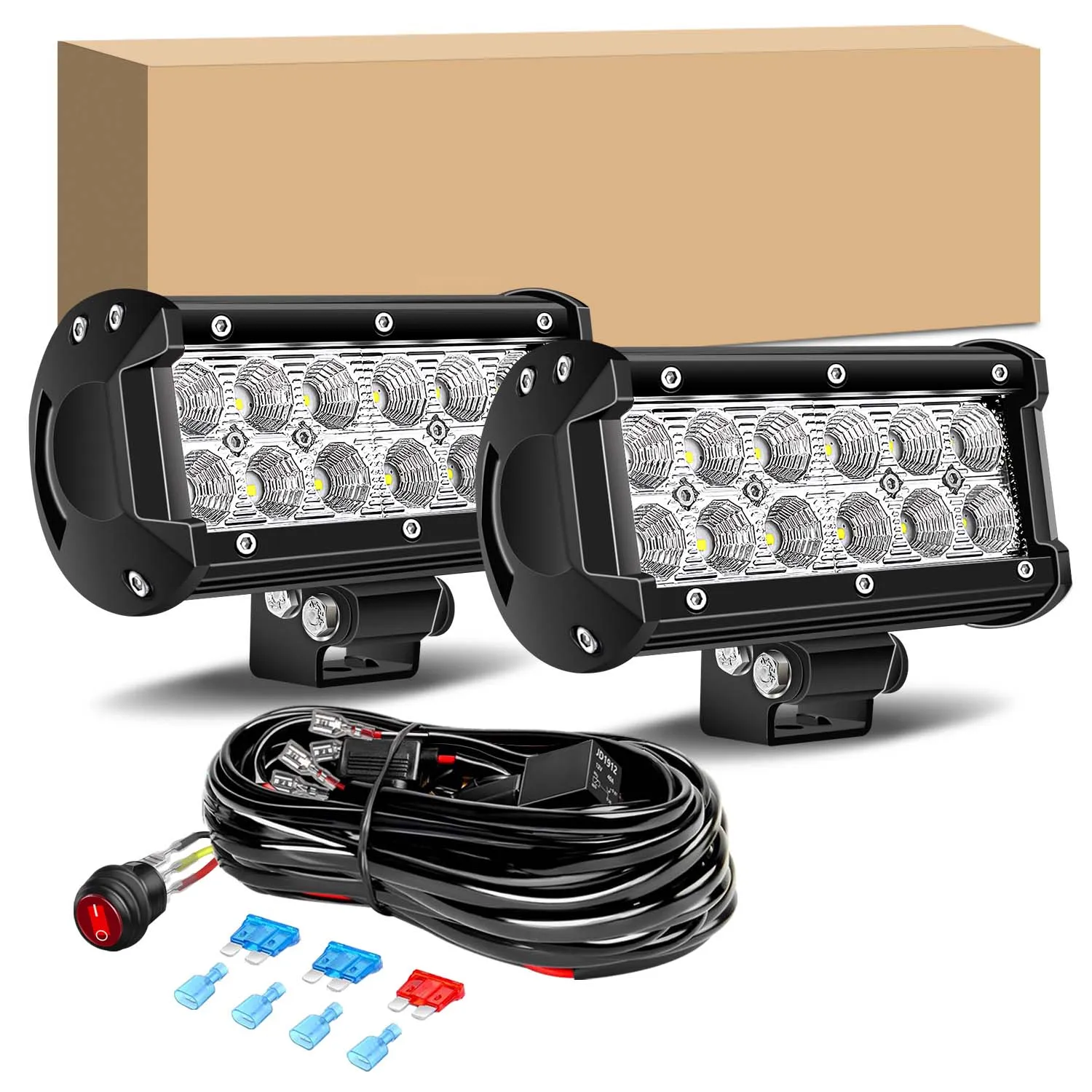 

Светодиодные фонари, 2 шт., 6,5-дюймовая светодиодная панель, прожекторы, светодиодные противотуманные фары, внедорожный фонарь с жгутом проводов, 2 провода для тележки для гольфа