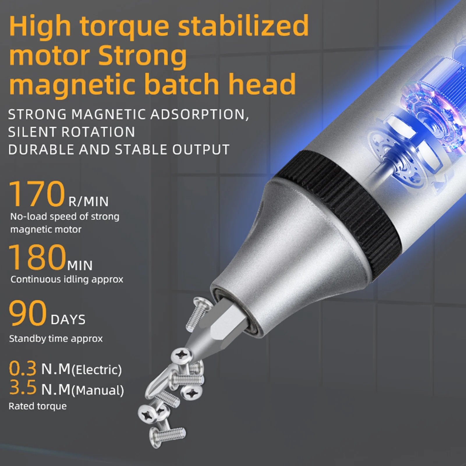 

Electric Screwdriver Kits with 36pcs Different Types CRV Steel Heads LED Lighting Reverse/ Forward Rotation