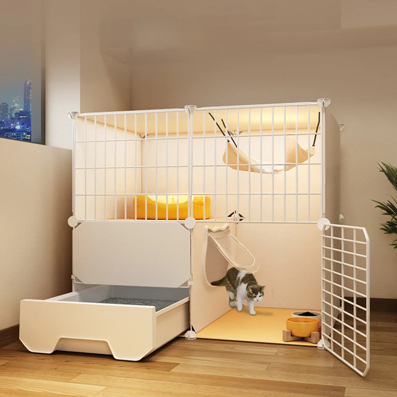 

Indoor Cat Cages Home Cat Litter Box Toilet Integrated Cat Cabinet Cat House Super Large Free Space Cat Villa Cat Cage House