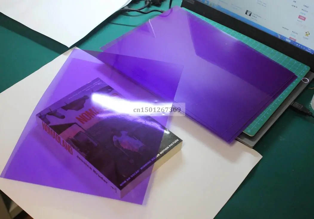 Couverture de Reliure en Plastique PVC, Acétate Transparent Violet, Taille A4, Épaisseur 250 Microns