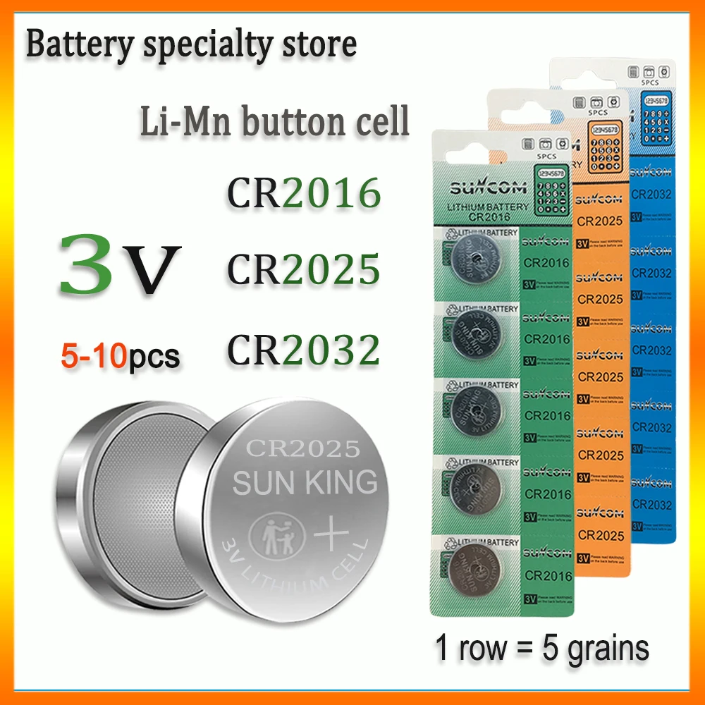 

CR2016/2025/2032 3V Li-Mn Battery Mercury free A Long-lasting, Leak-free, Suitable for flashlights, car keys, watches, key fobs