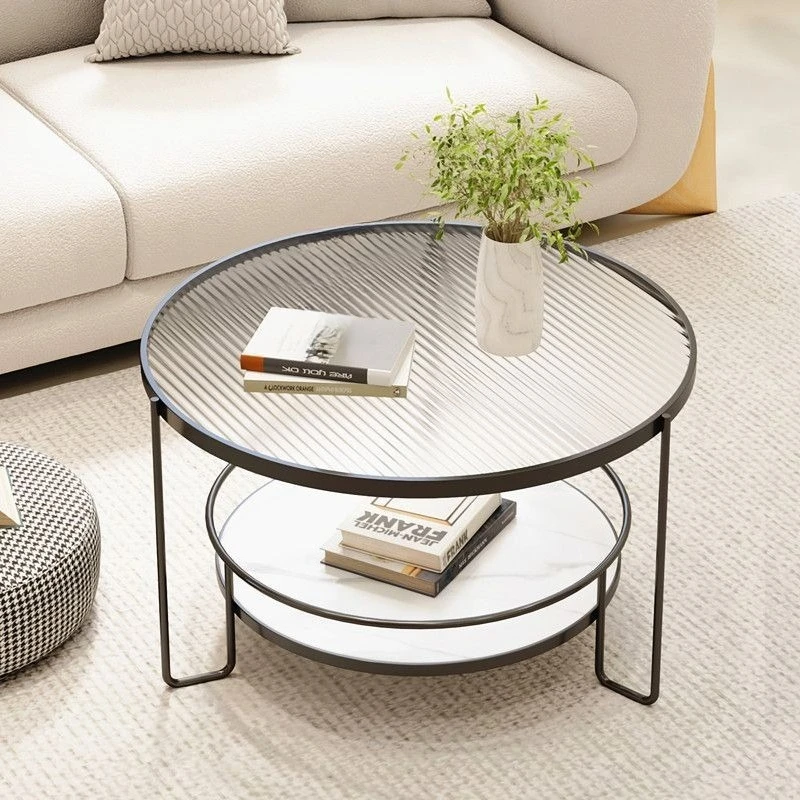 For Glass Coffee Table, Round Edge Table, Minimalist Table for Home Use Diameter 80CM High 45CM