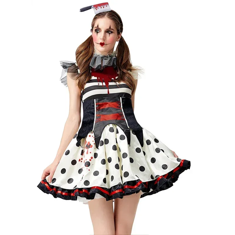 HAni 2025 Women's carnival , terrible evil circus clown costume, broken voodoo doll, cosplay dress, dream evening dr ☆★ww