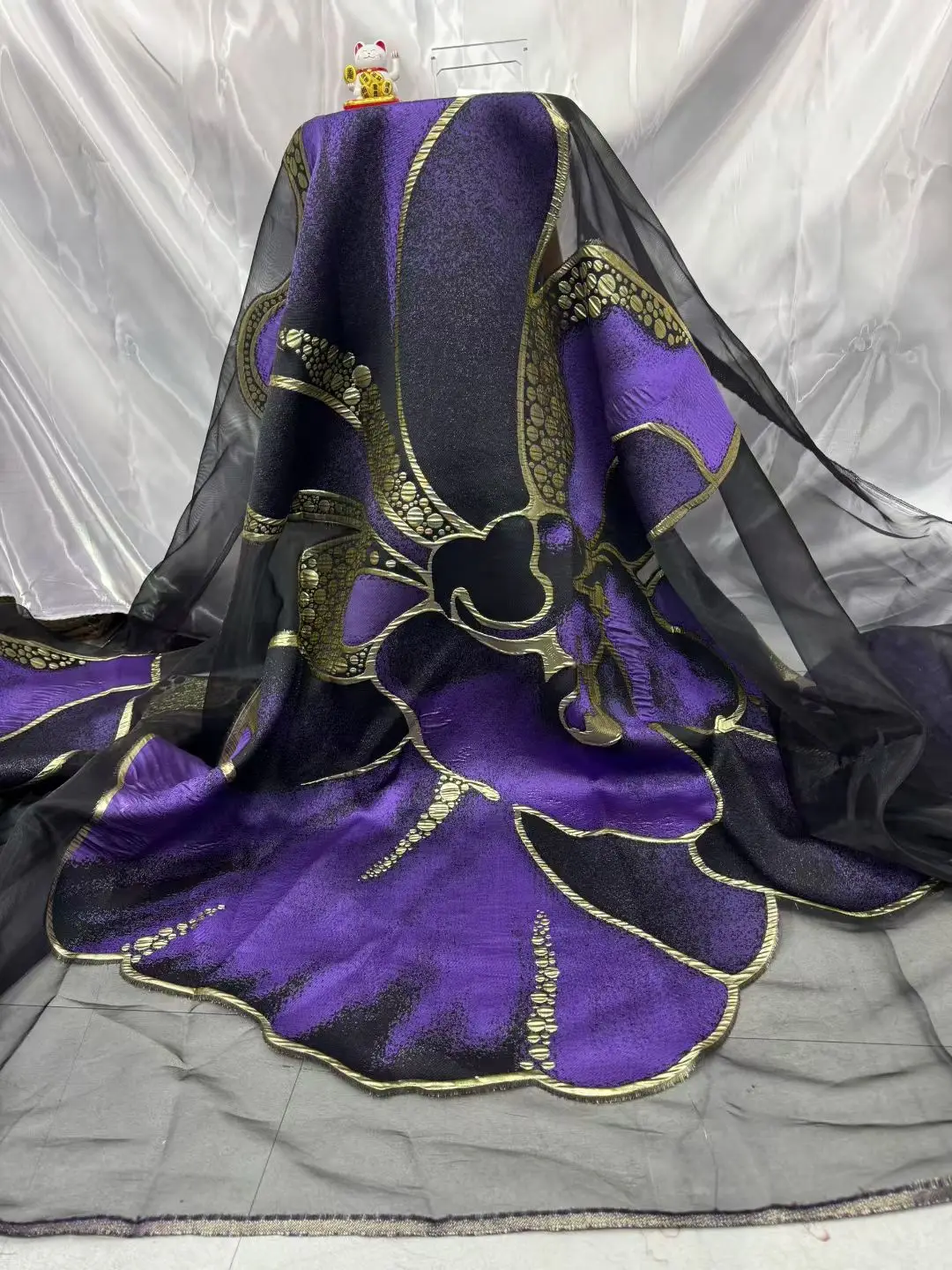 

New Arrival Purple French Damask Brocade Lace Fabric 2026 High Quality African Jacquard Organza Lace Fabric For Women LCW2541