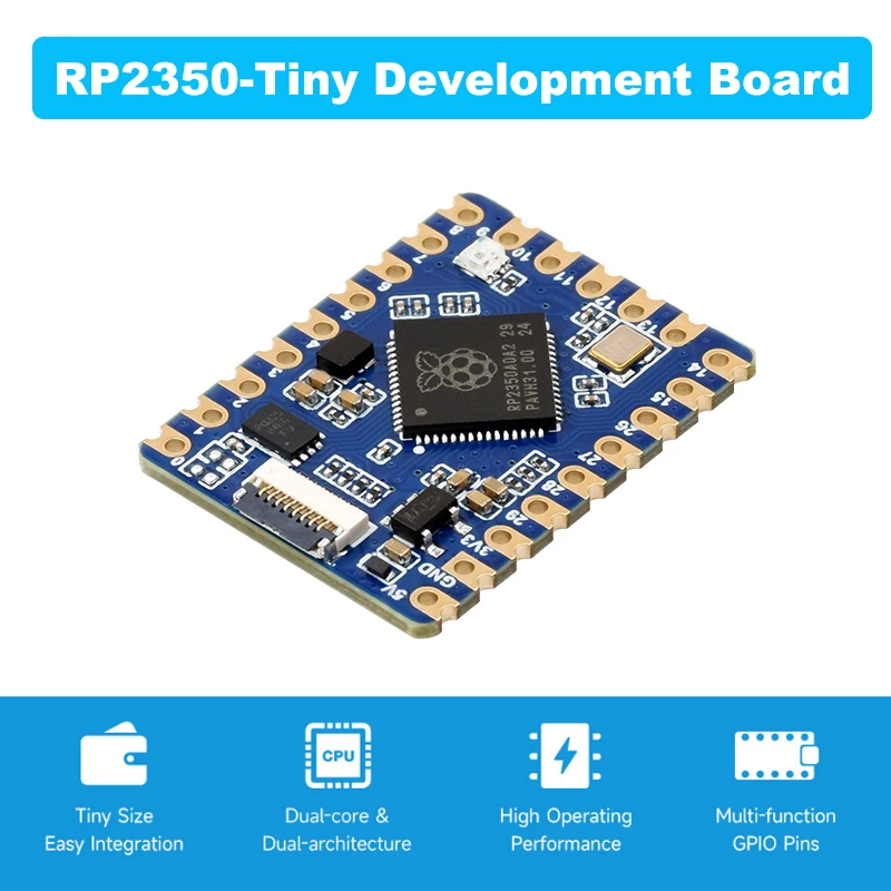 Placa de desarrollo RP2350-Tiny RP2350A Dual-core Arm Cortex-M33 MB Flash/520KB SRAM USB1.1 Kit de RP2350-Tiny opcional