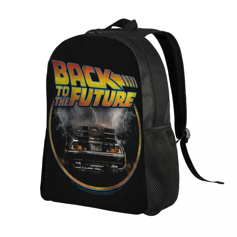 Customized Retro Grunge Back To The Future Laptop Backpack Bookbag for College School Students 80s Sci-fi Adventure Film Bags