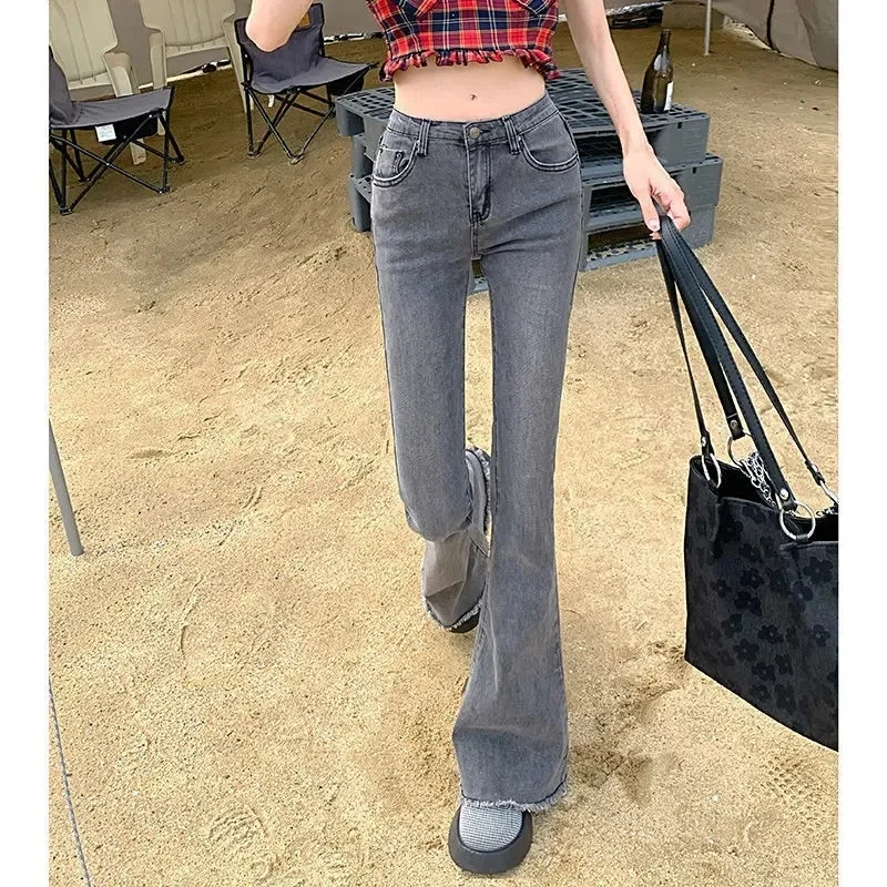 

Коричневые джинсы Harajuku Y2K с заклепками и цепочкой из бисера с блестками и жемчугом Женская джинсовая мода Готический панк Эмо Гот Альтернативная новинка