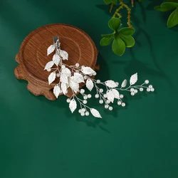Handmade wedding hair comb pearl flower leaf bridal hair clip ladies wedding hair ornament