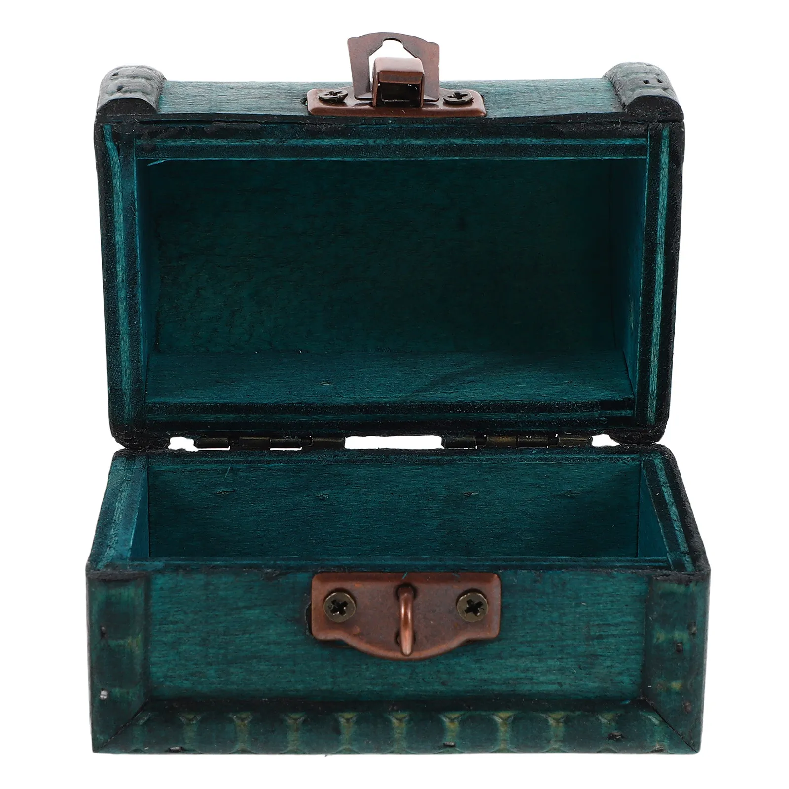 Rustic Solid Wood Vintage Treasure Chest Jewelry Box Keepsake Case for Rings Lipsticks Hair Clips Small Cosmetics Travel Ready