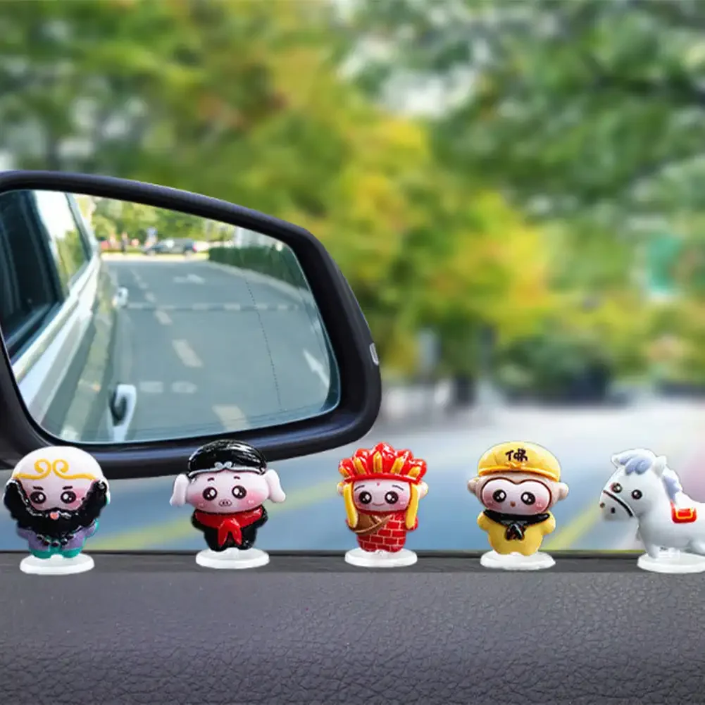 5Pcs Journey to the West Car Dashboard Ornaments Cartoon Doll Car Center Console Chinese Wukong Ornaments Interior Accessories