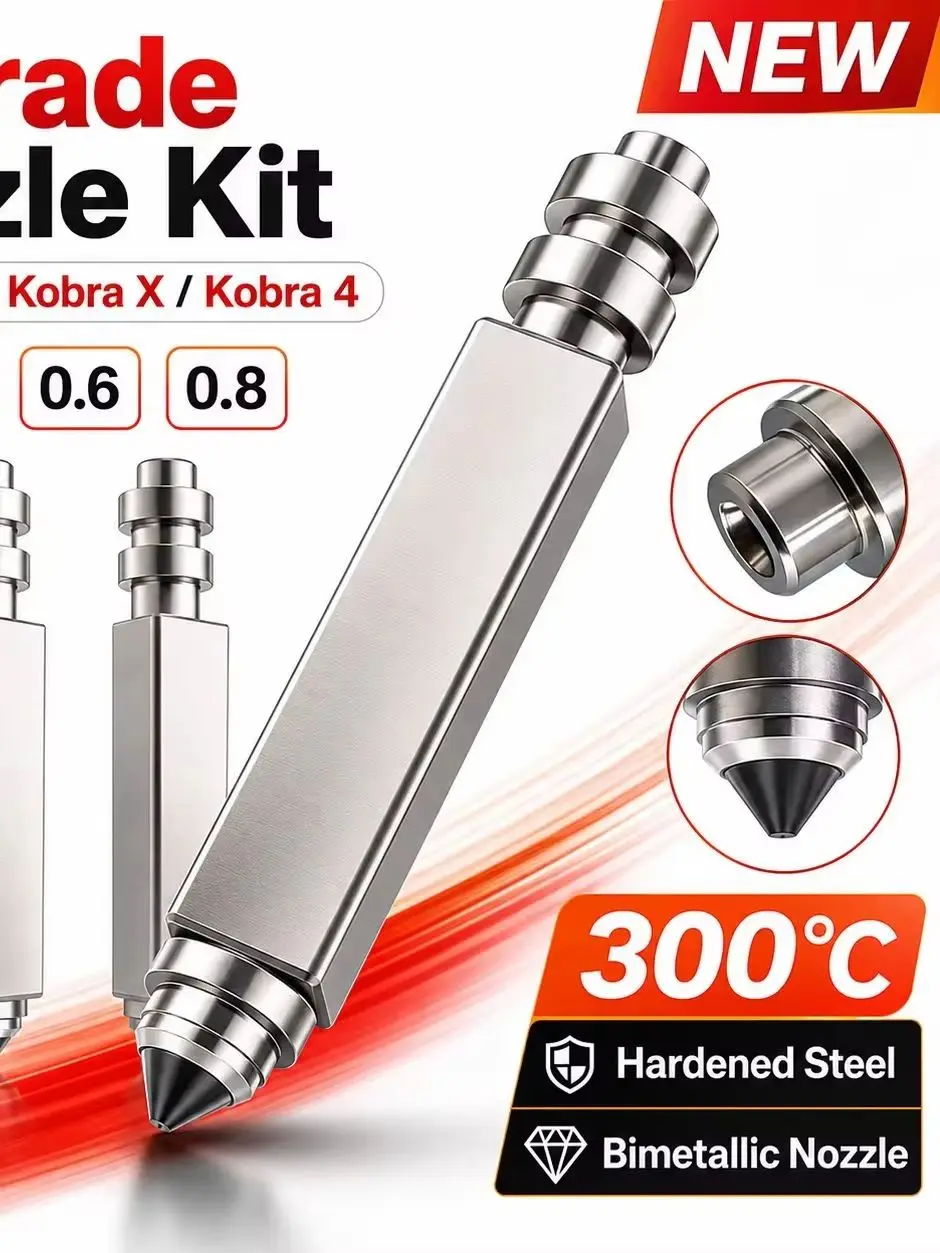 Bimetallische Heizdüse für Anycubic Kobra 4 Kobra X 3D-Drucker, 0,25/0,4/0,6/0,8 mm Düse für Kobra 4/X 3D-Drucker