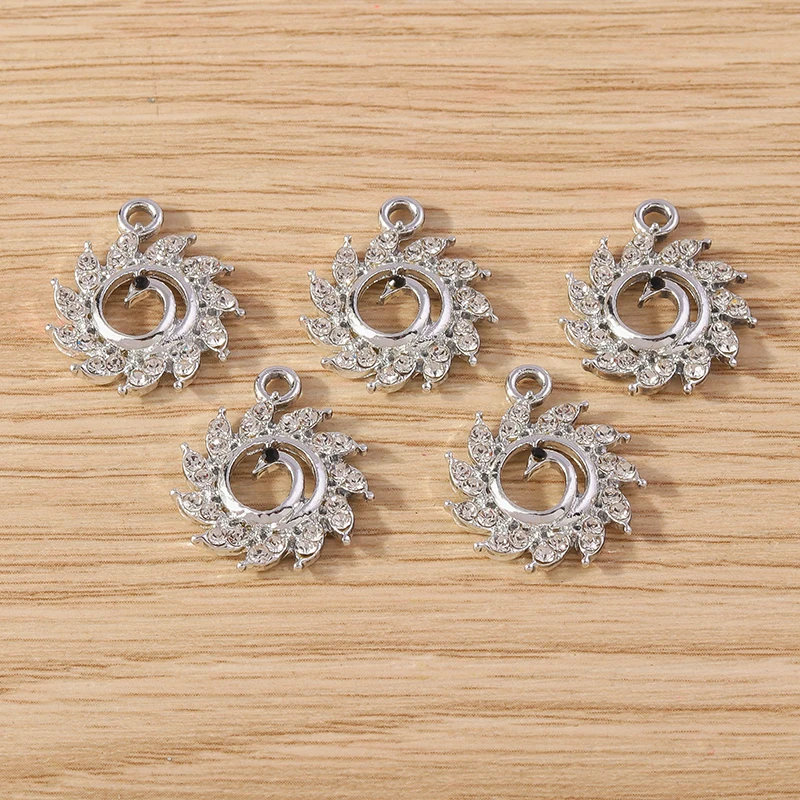 

10pcs 17x20mm Elegant Crystal Animal Peacock Charms Pendants for Jewelry Making Earrings Necklace Bracelets DIY Crafts Supplies