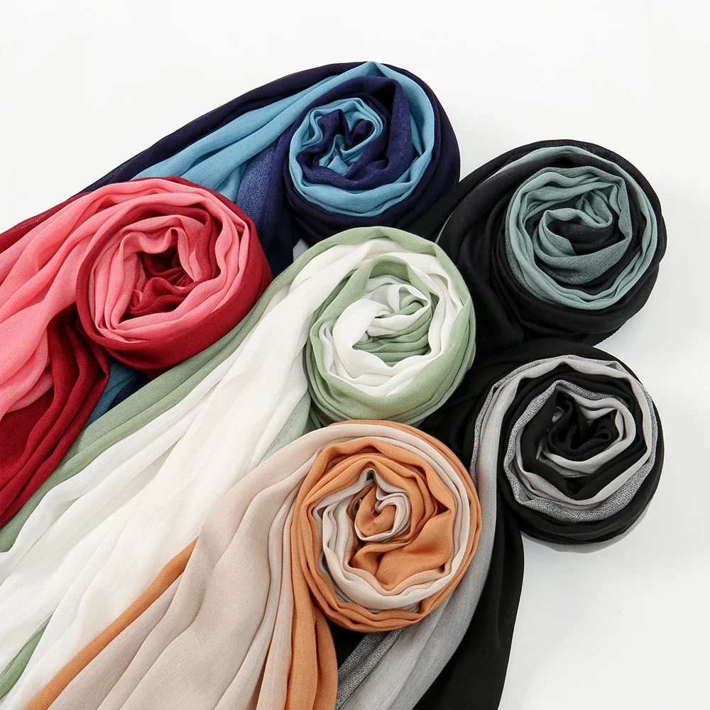 

Длинный шарф премиум-качества с градиентом цвета, мусульманский хиджаб, женские шали, тюрбан, банданы, повязка на голову, Bufanda, платок, тюрбан Mujer