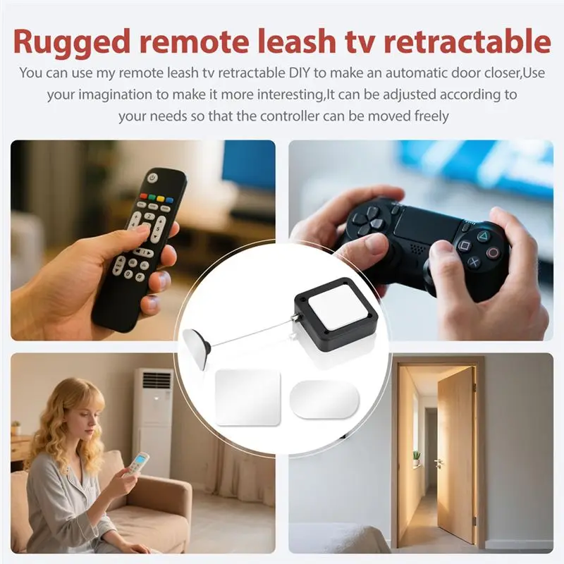 M52K-Security Lanyard Included 4 Pack 6.5Ft Retractable Remote Control Tether With Adjustable Locking Cord, TV Remote Finder Loc