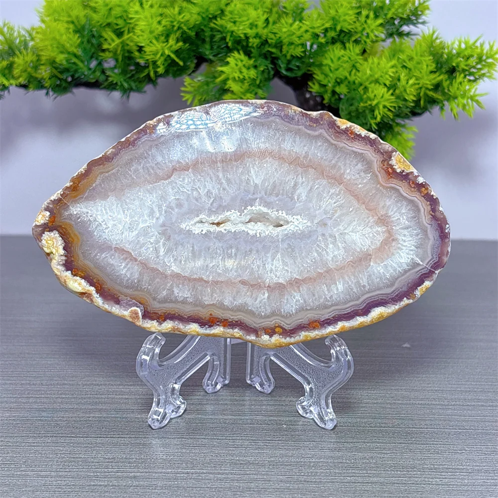 Puce Agate With Clear Quartz Slab Natural Crystal Home Decoration Room decor Luck Quartz Stone Garden Healing Energy Love Gifts