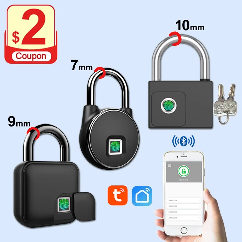 

New Tuya Smart Home Fingerprint Lock Bluetooth Fingerprint Padlock Door Lock IP65 Waterproof Keyless USB Rechargeable House