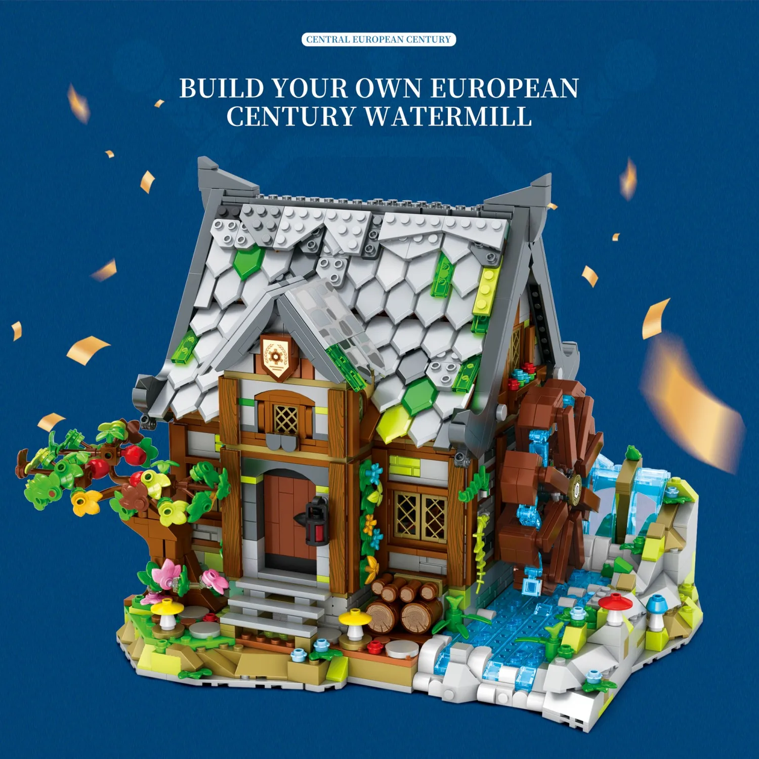 Bloques de construcción de casa de molino para niños, 1873 Uds., pueblo Medieval europeo, vista a la calle, bloques de modelismo, juguetes educativos DIY, regalos de vacaciones