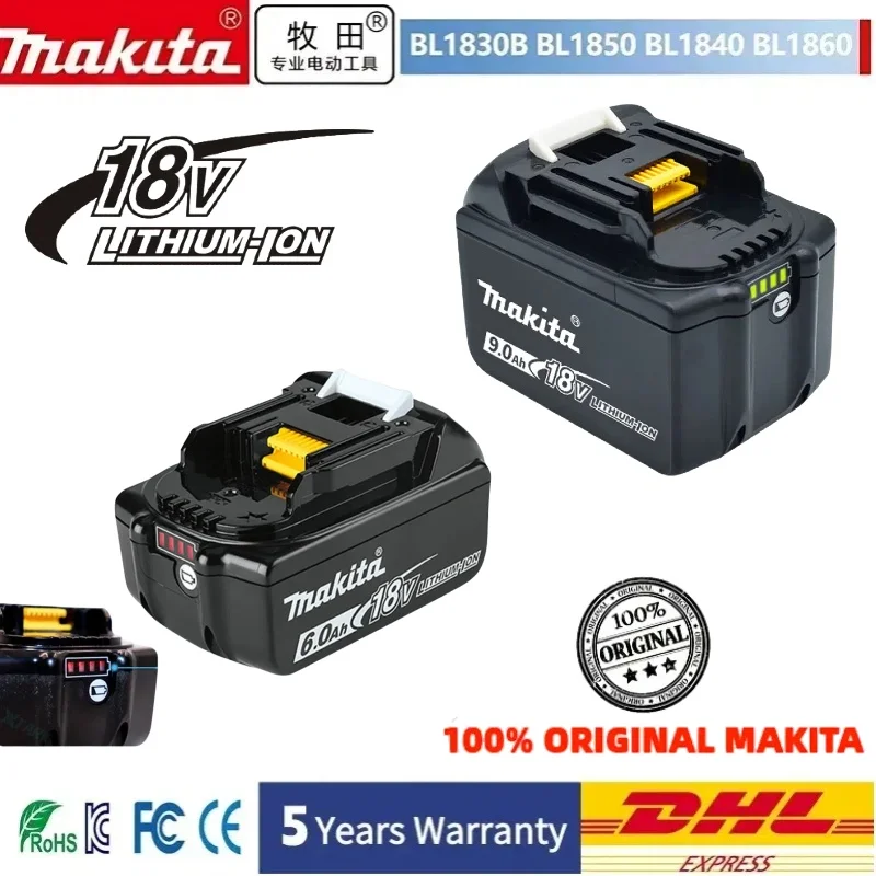 

Литий-ионный аккумулятор Makita BL1860B 100%, совместимый с Makita 18 в, электроинструменты DDF487 DTW190 DTD156 DHP485, запасная литиевая батарея