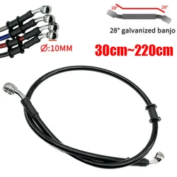 28 Degree 10mm Banjo 300mm To 2200mm Motorcycle Hydraulic Brake Hose Cable Clutch Oil Line Pipe For ATV Dirt Racing Bike Black