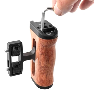 ユニバーサルカメラケージ左 /右側のソニーカノンニコンカメラケージ木製ハンドルグリップコールドシューズマイクビデオライト 8ベストセールスキヤノン6Dケージ-1