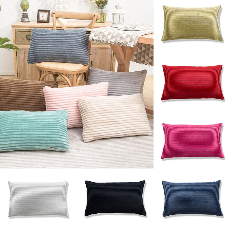 30x50cm Corduroy Flannel Fleece Stripe Pillowcase Rectangular Decorative Pillow Cover Case Sofa Couch Chair Cushion Covers