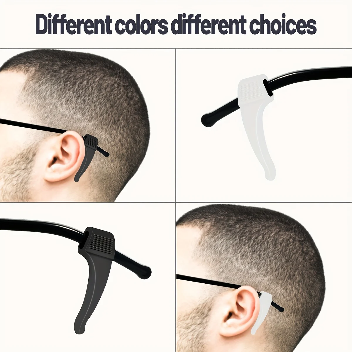 10 أزواج من مثبت النظارات المضاد للانزلاق من مادة السيليكون، مناسبة لنظارات القراءة والنظارات الشمسية والنظارات الرياضية للجنسين