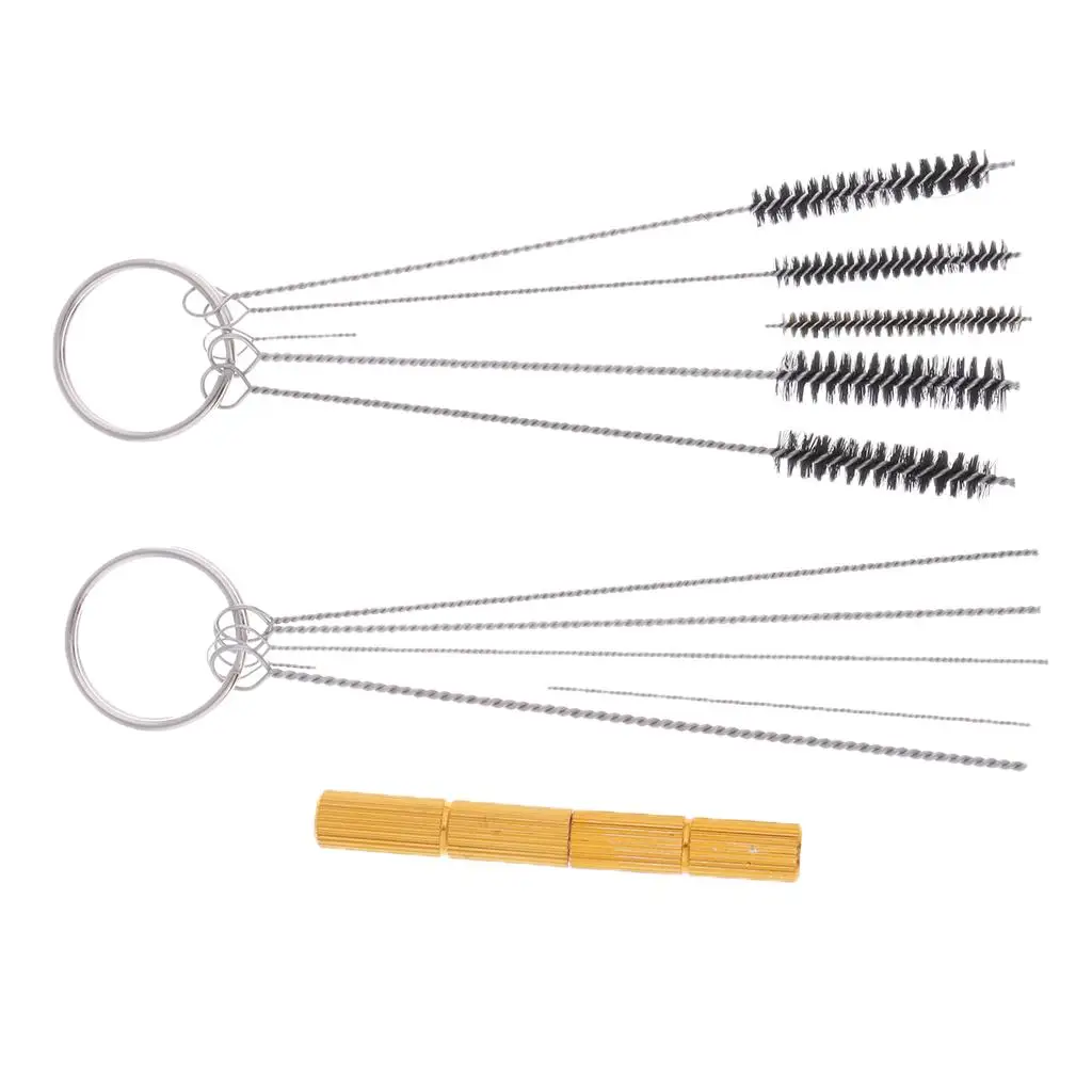 11PCS Airbrush Cleaning Tool Kit Stainless Steel Needle Nylon Hair Brush Set