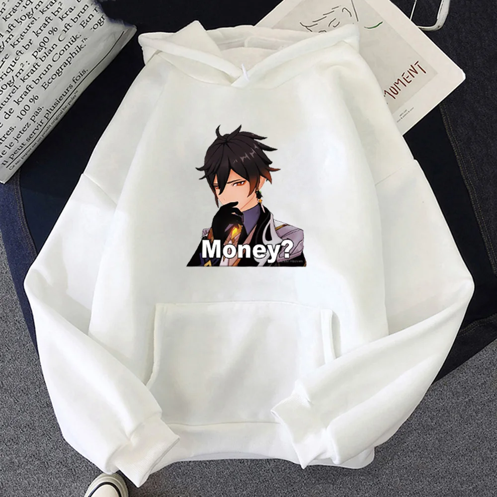 Trung Lý In Genshin Tác Động Hot Game Anime Áo Hoodie Nữ/Nam Dạo Phố Kawaii Quần Áo Của TEE Quá Khổ Áo Bông Tai Kẹp 12