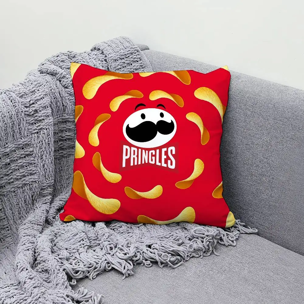

Funny Potato Chips P-Pringles Pillow Case Decor Protective Covers Comfortable soft for Sofa Living Room Home office