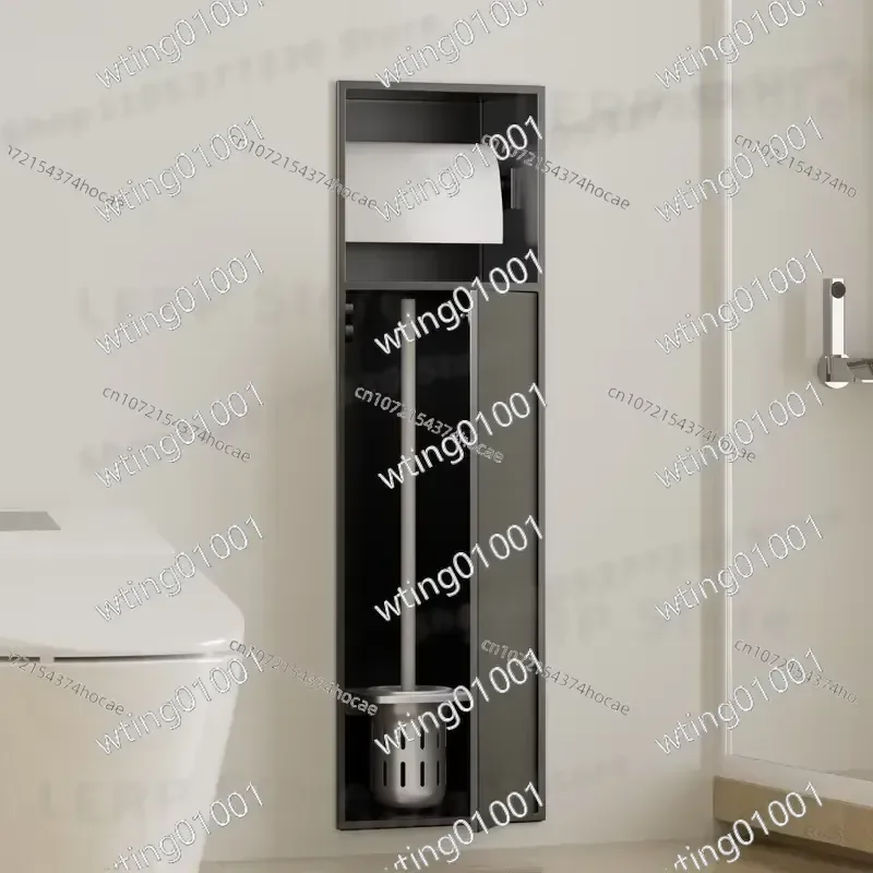 for 304 Stainless Steel Recessed Toilet Brush Holder Wall Mounted Hidden Storage Box Bathroom Organizer Concealed Niche