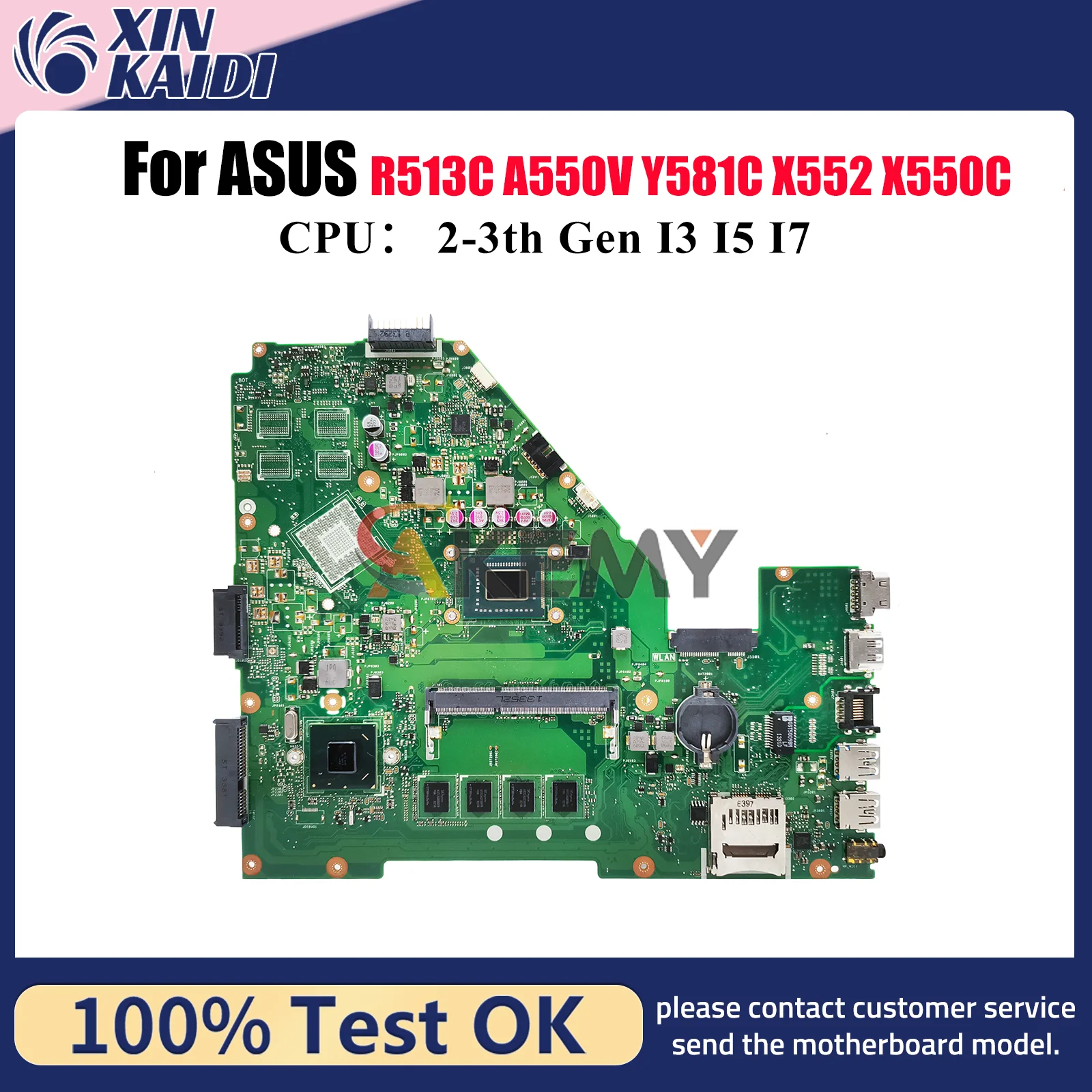 

X550CA Laptop Motherboard For ASUS VivoBook Y581C A550V X550CC X550VC X550C R513C X550VB X550CL X552 Mainboard With I3 I5 I7 CPU