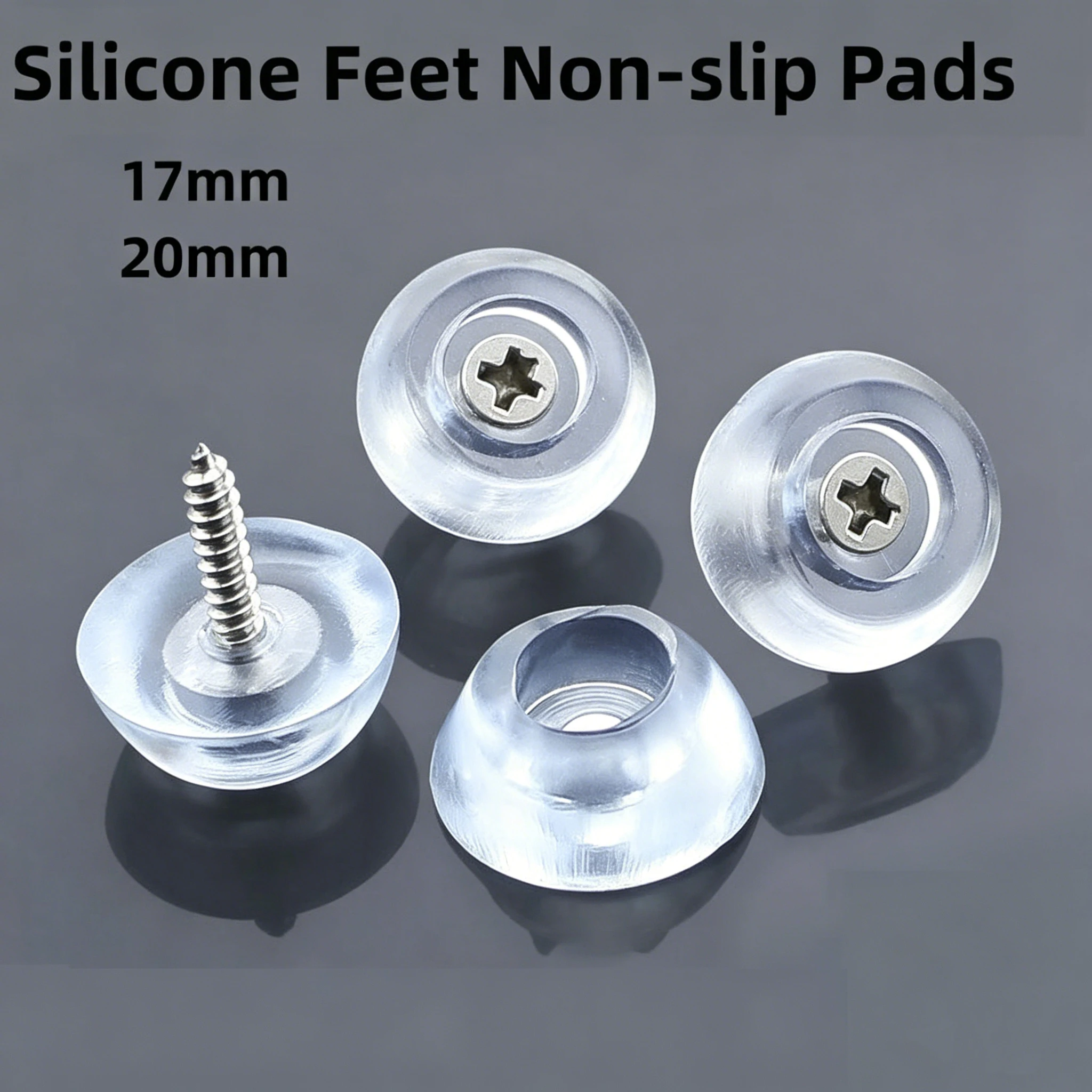 

17mm 20mm Soft Transparent Silicone Foot Nail Pads Non Slip Anti Scratch Rubber Feet For Home Office Desk Furniture