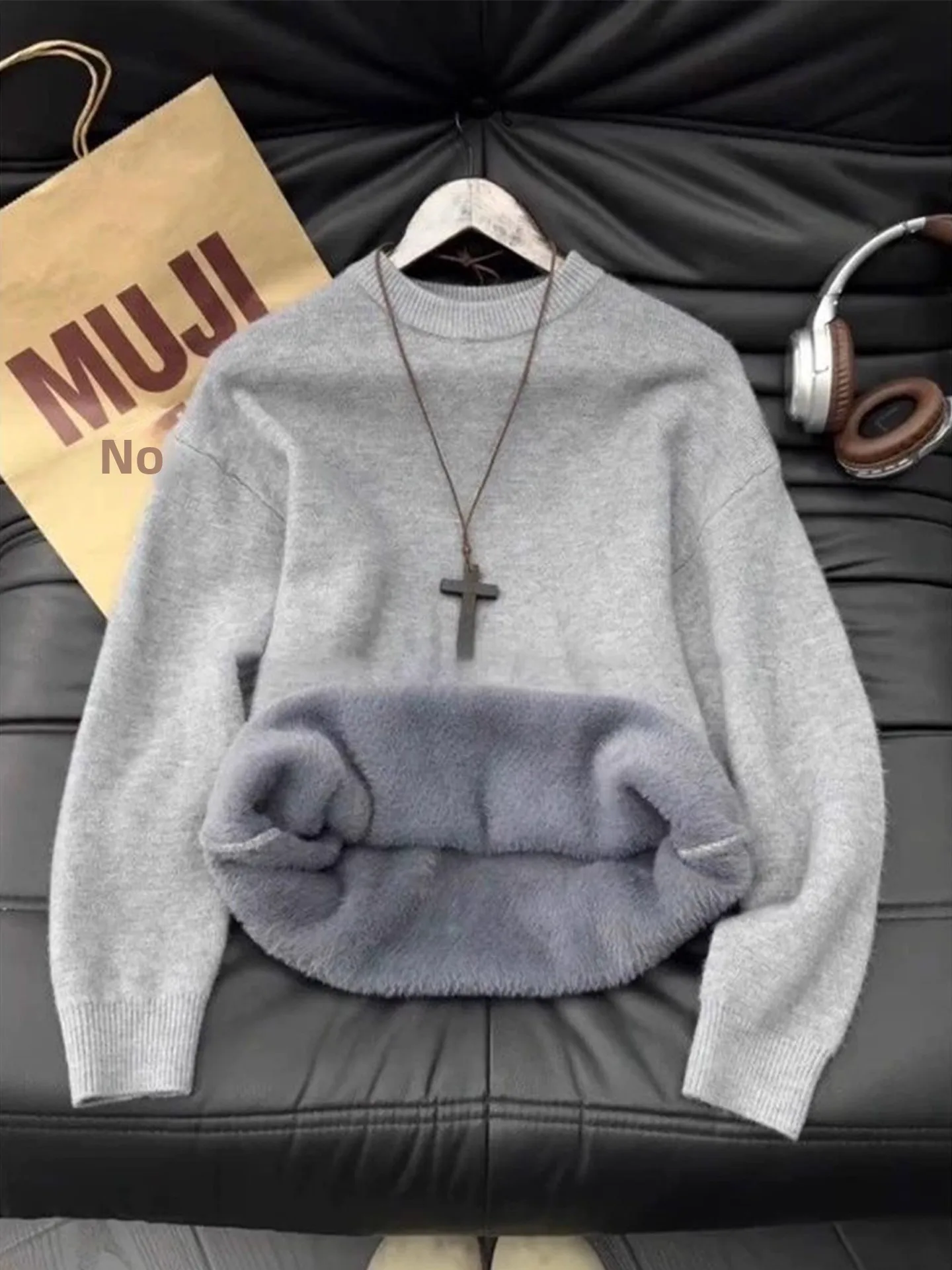 

Мужской круглый свитер Ne Fce на подкладке, повседневный базовый слой, вязаный, мягкий, удобный, из полиэфирного волокна, зимний...