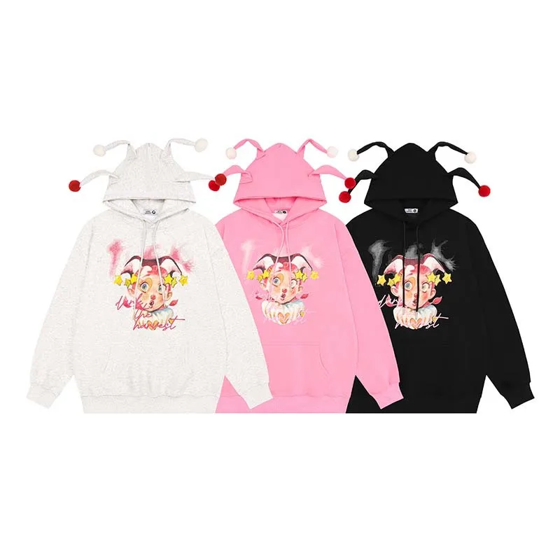 

Trendy Clothes For Women American Funny Clown Print Design Hoodie Men And Women Fashion Brand Loose Lovers Hoodie