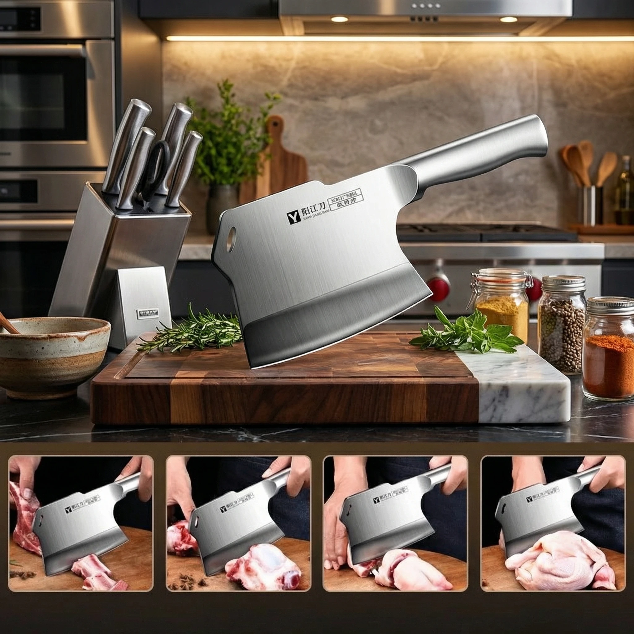 Premium Kitchen knife High Grade Thickened Bone Cleaver Knife High Carbon Stainless Steel Butcher Axe New Type Kitchen Knife view 3