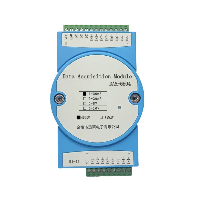

4/8 Channels Voltage and Current 0-10V4-20mA Analog to Network Port Module Modbus TCP DAM-6504